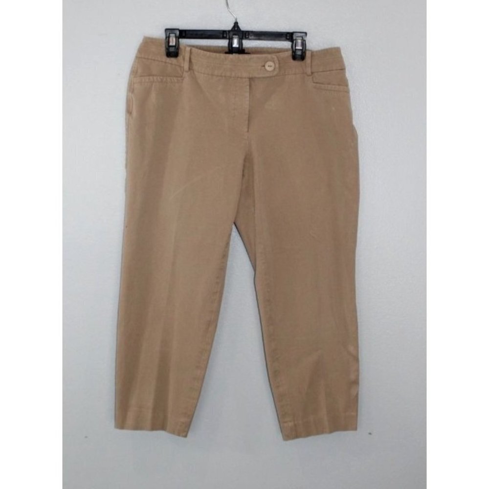 Talbot's Pants Women's Size 16 Khaki Heritage Cropped Stretch Waist Summer